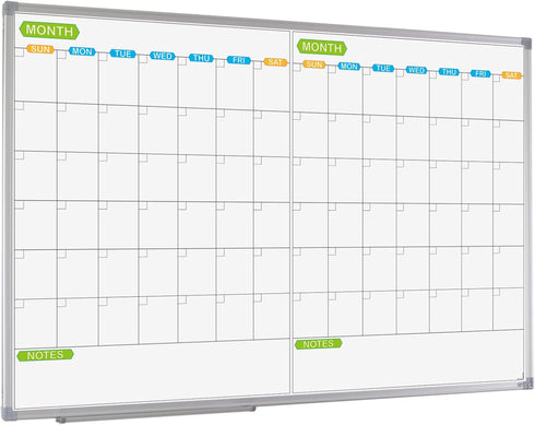 JILoffice 2 Month Magnetic Dry Erase Calendar Whiteboard, 36 x 24 Inch, Wall Mounted