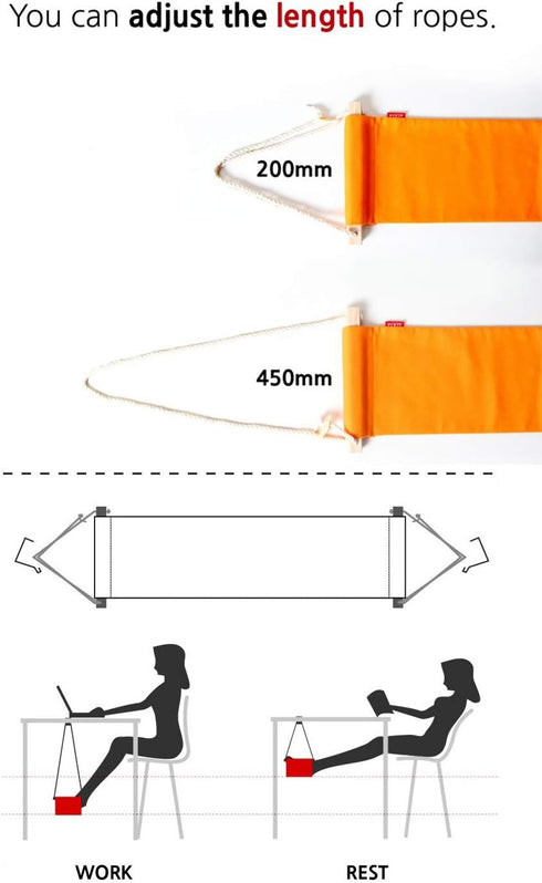 Home-organizer Tech Portable Adjustable Foot Hammock for Corner Desk, Mini Under Desk Foot Rest for Home, Office, Travel