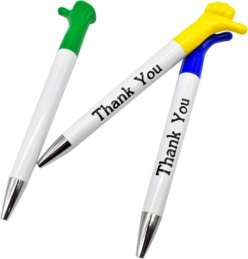 Maydahui 25 PCS Thank You Greeting Gift BallPoint Pens, Cute Thumbs Up Pens for Employee Appreciation (Black & Blue Ink)