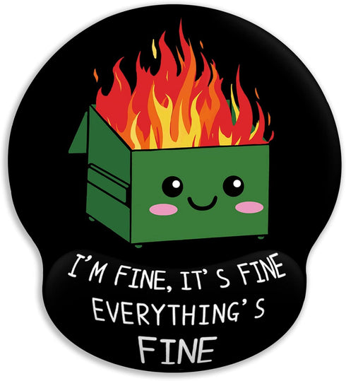 Ergonomic Mouse Pad with Wrist Support, Dumpster on Fire Design, Gaming Mousepad with Non-Slip Base