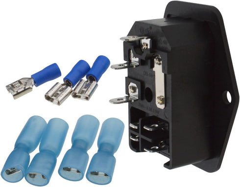 URBEST Male Power Socket 10A 250V Inlet Module Plug, 5A Fuse Switch with 7Pcs Female 16-14 AWG Wiring Terminals