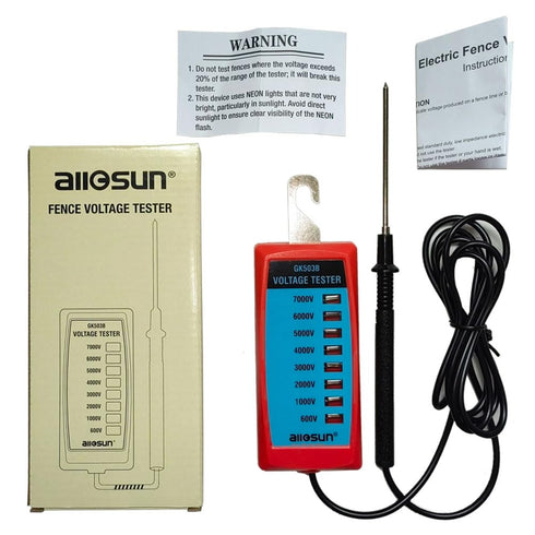 ALLOSUN GK503B NEON Electric Fence Voltage Tester, Max 7 kV, NOT LED