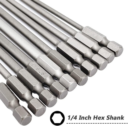 10pcs 100mm Magnetic Flat Slotted Phillips Screwdriver Bit Set - 1/4 Inch Hex Shank S2 Steel Drill Bits.