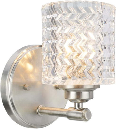 Aspen Creative 62056A, 5 1/2" One-Light Metal Bathroom Vanity Wall Light Fixture, Wide, Transitional Design in Brushed