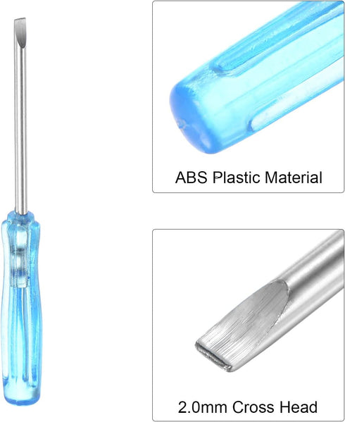 uxcell Mini Slotted Screwdriver, 2.0mm Flat Head 65mm Length, 10 Pcs for Small Appliances Repair