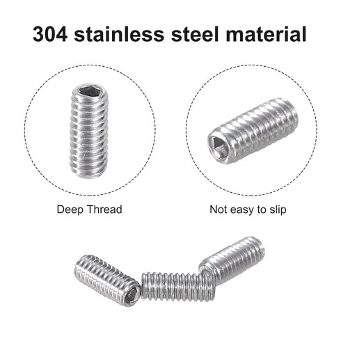 uxcell 120Pcs Hex Socket Grub Screw Set | M2.5x6mm 304 Stainless Steel Head Screws | Flat Point Grub Bolt