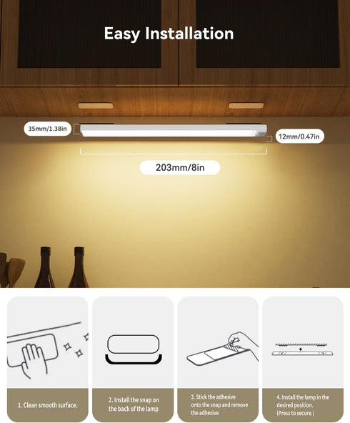 Rihvy 3 Packs 3 Closet 8 Inches Counter Under Cabinet Lighting Wireless, Rechargeable Motion Sensor Light Indoor