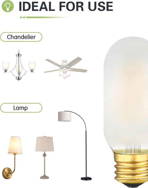 T45 E26 Bulb Dimmable 40W E26 Bulb 4 3000K E26 Bulb AC120V 400lm T14 Bulbs 4 Pack Frosted LED Equivalent Watt Soft