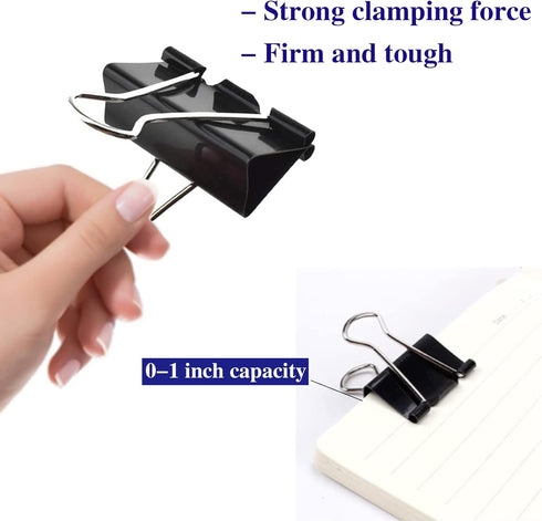 Large 2 Inch Binder Clips (72 Pack), Extra Large Paper Clamps for Office and Home Supplies, Black