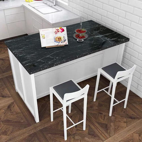 Yancorp Black Peel and Stick Wallpaper - Marble Counter Top, Self Adhesive Backsplash, Black Stripes (11.8" x 78.7")