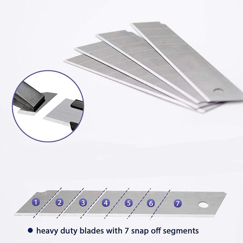 25MM Heavy Duty Utility Knife with 10pcs SK-5 Retract Blades, Rubber Grip Box Cutter for DIY Crafts