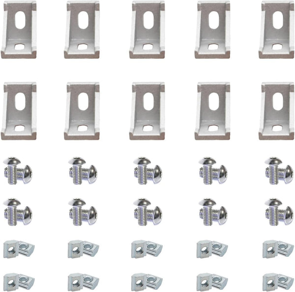 10 Sets 1.5" x 1.5" 1515 Series Aluminum Extrusion Profiles Connector, 10pcs Bracket with T Nuts