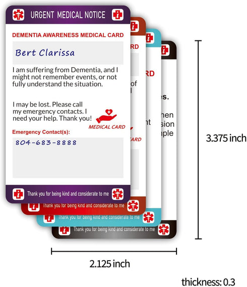 Set Emergency Contact Medical Alert Card with Writable Panel and Lanyard