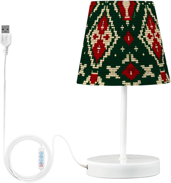 ALAZA Bedside Lamp Red Green Xmas Pattern Table Lamp for Bedroom Desk