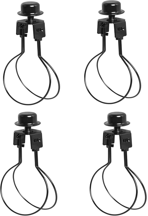 KEJJNYER 4 Pack Clip On Lamp Shade Adapter Black, Light Bulb Clips For