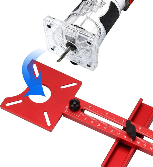 YINSHCO 4in1 Router Milling Groove Bracket, Aluminum Alloy Router Circle Cutting Jig Multifunctional Cabinet Hardware