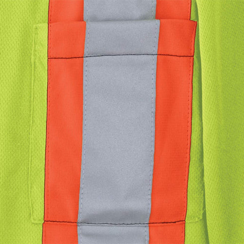 Pioneer High Visibility Lightweight Birdseye Safety Shirt, Short Sleeved Crew Neck with Reflective Tape, Yellow/Green,