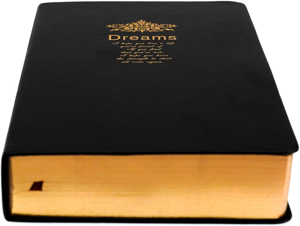 Thick Journal, Hardcover Notebook with Black Soft Faux Leather Cover, 416 Pages, A5 Blank Premium Papers with Golden
