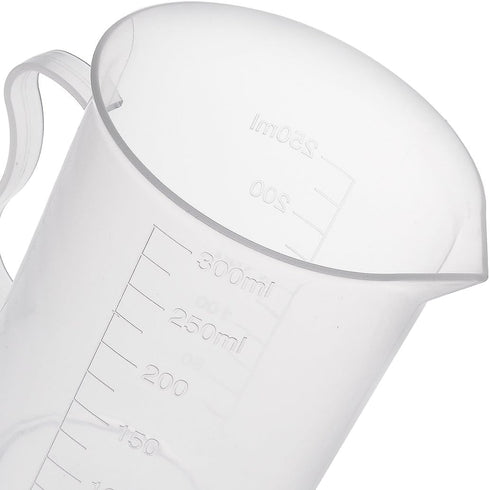 uxcell 300ml PP Plastic Graduated Beaker with Handle for Lab Kitchen Liquids, 3pcs
