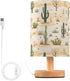SPRIPORT Wilderness Cactus Bedside Table Lamp for Bedroom Nightstand Lamp with Wood Base