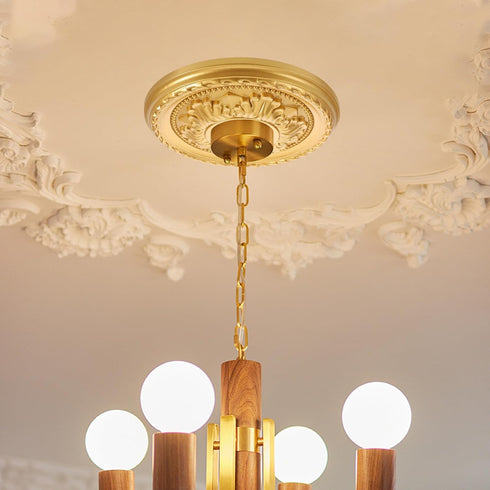12.20 Inch Round Ceiling Medallion Pu Decorative Ceiling Plate for Home Lighting Medallions Fan Light Fixture Trim