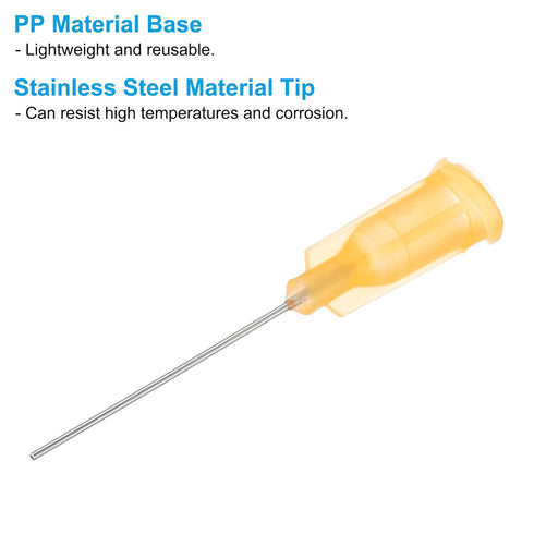 PATIKIL 23Ga x 1 Inch Dispensing Needle Tips, 50Pcs Blunt Tips with Luer Lock for Glue Oil Applicator, Orange