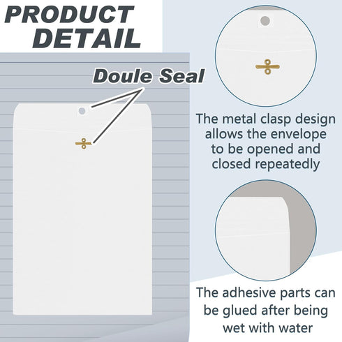 Geyee 100 Pcs Clasp Envelopes, 9 x 12 Inch Manilla Gummed Mailing Envelopes for Home Office Business Supplies