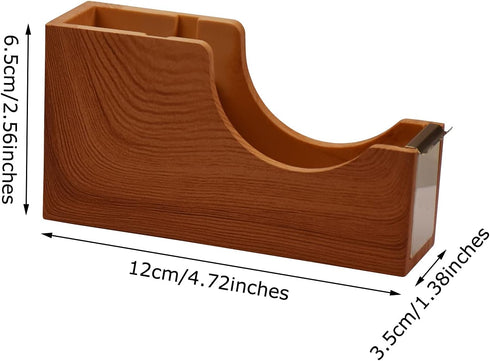 Enyuwlcm Acrylic Desk Tape Dispenser Heavy Duty Cute Tape Dispenser with Non-Skid Base Suitable for 1 Inch Core Tape Imitation Wood Grain