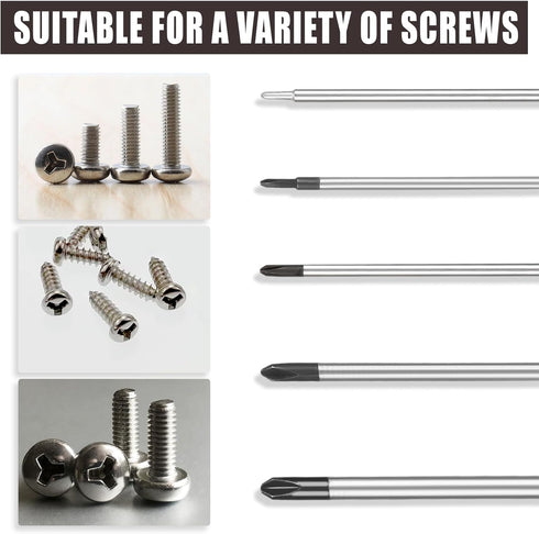 Triwing Screwdriver Set Magnetic Point Y Tip, 5 Sizes 1.5mm to 5mm, with Plastic Handle