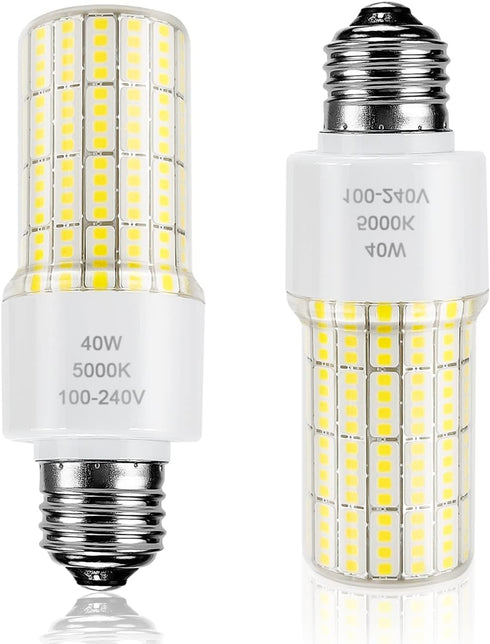 ZP A19 LED Light Bulb, 300W Equivalent, 40W, 5000 Lumen, 5000K Cool Daylight White, E26/E27 Base, 2 Count