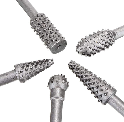 5 PCS Rotary Drill Bit Set for Woodworking - Rasp Wood Carving Bits 1/4 Shank Power Carving Bits Rotary Burr Set