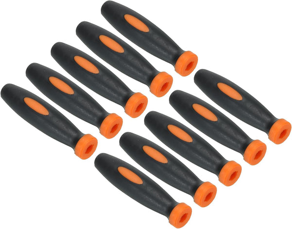 PATIKIL 10 Pack 2.4 Inch Rubber File Handle, Replacement Accessories for 0.2" Diameter Round Handle File, Orange Black