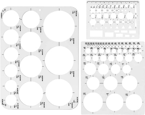 Circle Templates, Drafting Stencils Measuring Tools, 3 Pack Circle Stencil for Drawing Aid