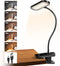 Clip on Desk Lamp, Battery Powered Reading Light with Strong Clamp, 5 Colors & Brightness, USB Rechargeable for Home