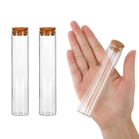 SUPERLELE 18pcs Glass Test Tube, 25×120mm Clear Flat Test Tubes with Cork Stoppers for Plants, Experiments