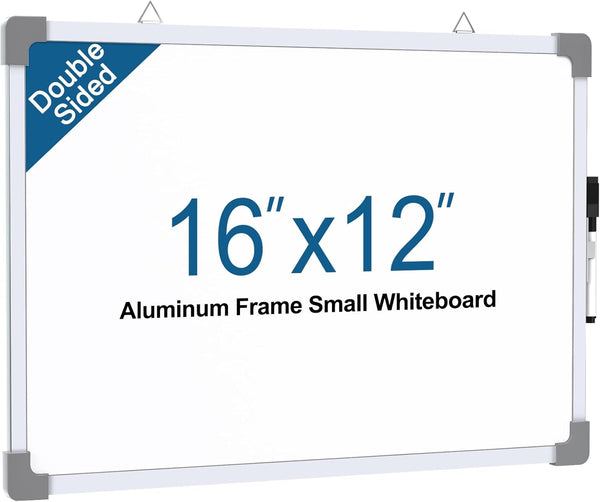 MaxGear Dry Erase Board for Wall, 16" x 12", Aluminum Frame, Double-Sided Magnetic White Board, Portable