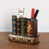 Kisangel False Book Box - Vintage Wooden Pen Pencil Storage Holder, Antique Classic Fake Book 15x13.5cm with Drawer for
