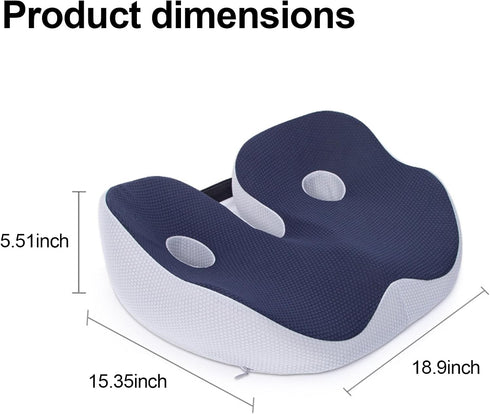 Tailbone Memory Foam Support Pillow - Office & Car Seat Sciatica Pain Relief Seat Cushion, Back Pain Alleviation