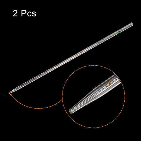 PATIKIL Graduated Dropper Pipettes, 2 Pcs 0.1ml Reusable Borosilicate Glass Pipette for Liquid Transfer, Clear
