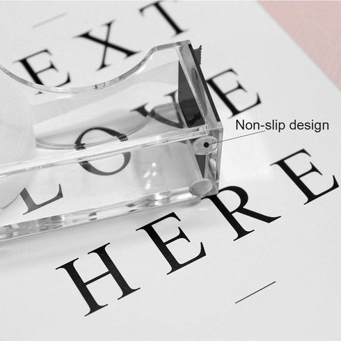 Multibey Clear Black Acrylic Tape Dispenser, Heavy Duty 1-Inch Core Nonslip Desktop Adhesive Tape Cutter with 1 Roll