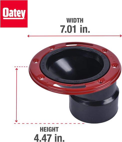 Oatey 43500 Level-Fit Offset Toilet Flange, 3 X 4 in, ABS Plastic, 3-Inch or 4-Inch