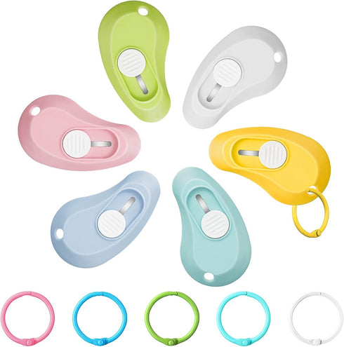 6 Pieces Mini Utility Knife Box Cutter, Colorful Pocket Knives for Letter Opening, Paper Cutting, DIY Crafts