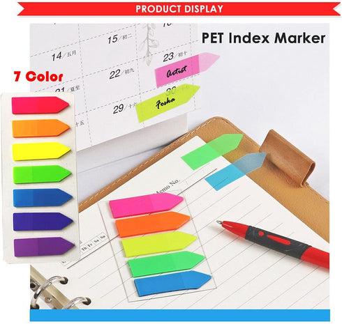 Sticky Notes Flags 1120 Pcs, 7 Color Index Tabs Bright Colors Page Index Stickers for Bookmarks