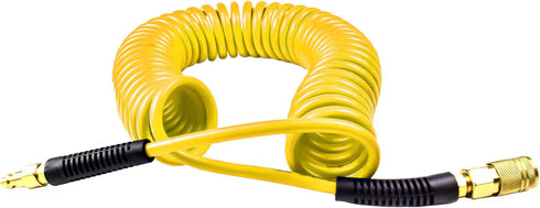 YOTOO Polyurethane Recoil Air Hose: 1/4" Inner Diameter by 10' Long with Bend Restrictor and Quick Coupler.