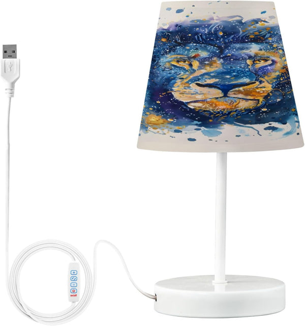 Bedside Lamp Galaxy Zodiac Tie Dye Table Lamp for Bedroom Desk Lamp