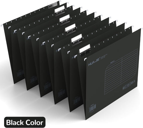 MerryNine 36pcs Black Hanging File Folders, Letter Size, 1/5-cut Adjustable Tabs, Inserts