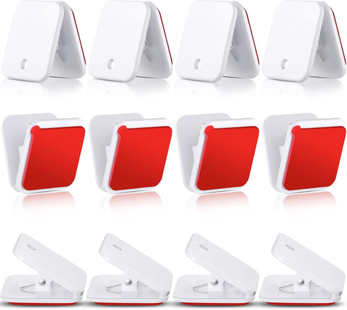 Self Adhesive Clips, Wall Clips, Shower Curtain Clips, Photo Clips for Paper Flag Hanger, 12 Pieces, White