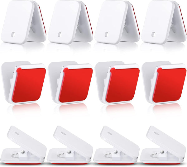 Self Adhesive Clips, Wall Clips, Shower Curtain Clips, Photo Clips for Paper Flag Hanger, 12 Pieces, White