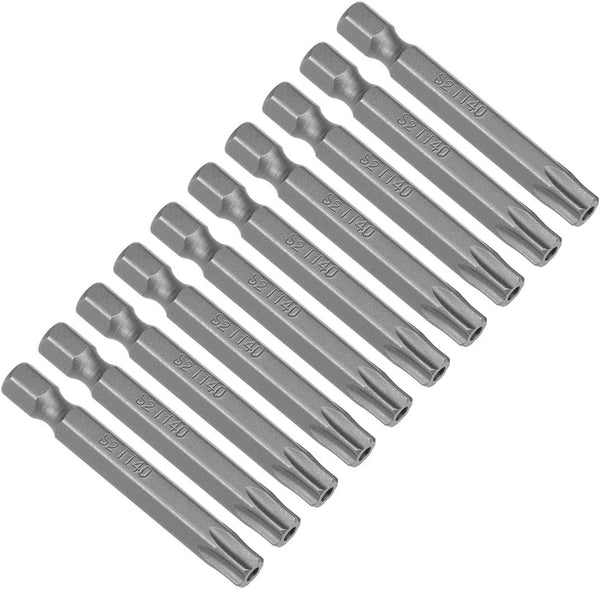 uxcell 10 Pcs T40 Magnetic Torx Screwdriver Bits, 1/4 Inch Hex Shank, 2-inch Length S2 Security Tamper Proof Tool Kit