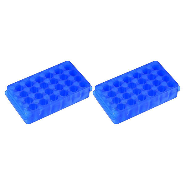 YOKIVE Tube Rack 2Pcs, Double Panel Polypropylene Holder for 11mm, 7.5mm Lab Test Tubes (Blue, 24-Sockets)